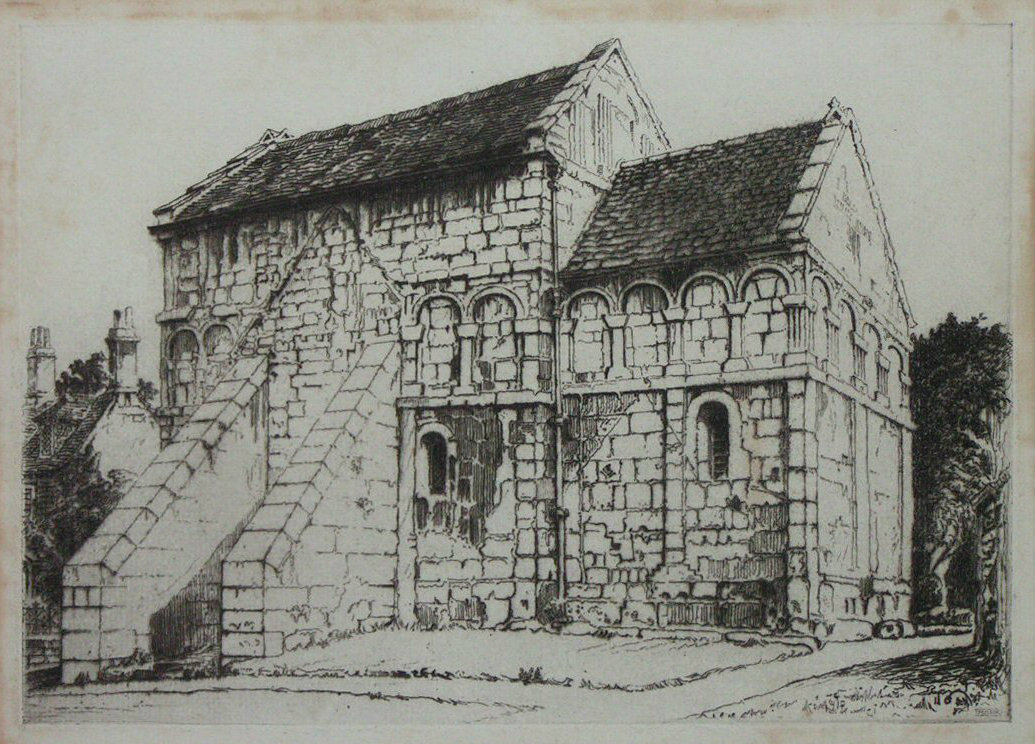 Etching - (The Saxon Church of Saint Lawrence, Bradford on Avon) - Monk